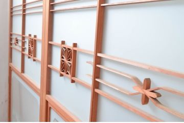 ビンテージ建具　和風レトロな雰囲気漂うガラス戸4枚セット(引き戸、ヴィンテージ)(R-081998)