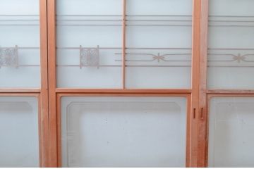ビンテージ建具　和風レトロな雰囲気漂うガラス戸4枚セット(引き戸、ヴィンテージ)(R-081998)