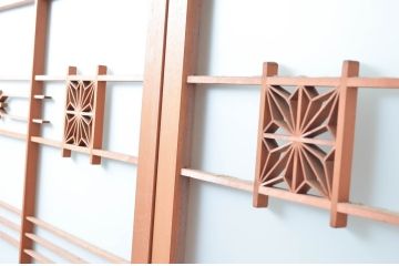 ビンテージ建具　和風レトロな雰囲気漂うガラス戸4枚セット(引き戸、ヴィンテージ)(R-081999)