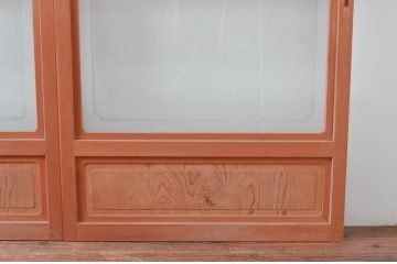 ビンテージ建具　和風レトロな雰囲気漂うガラス戸4枚セット(引き戸、ヴィンテージ)(R-081999)