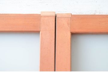 ビンテージ建具　和風レトロな雰囲気漂うガラス戸2枚セット(引き戸、ヴィンテージ)(R-082000)