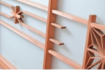 ビンテージ建具　和風レトロな雰囲気漂うガラス戸2枚セット(引き戸、ヴィンテージ)(R-082000)