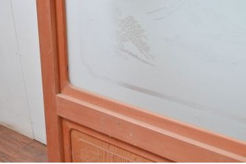 ビンテージ建具　和風レトロな雰囲気漂うガラス戸2枚セット(引き戸、ヴィンテージ)(R-082000)