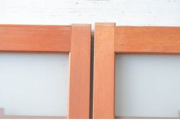 ビンテージ建具　和風レトロな雰囲気漂うガラス戸2枚セット(引き戸、ヴィンテージ)(R-082000)