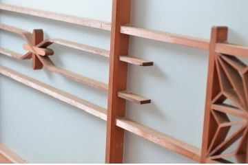 ビンテージ建具　和風レトロな雰囲気漂うガラス戸4枚セット(引き戸、ヴィンテージ)(R-082001)