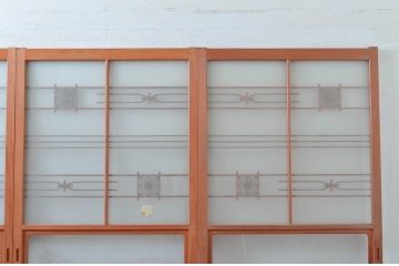 ビンテージ建具　和風レトロな雰囲気漂うガラス戸4枚セット(引き戸、ヴィンテージ)(R-082001)
