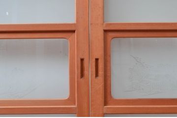 ビンテージ建具　和風レトロな雰囲気漂うガラス戸4枚セット(引き戸、ヴィンテージ)(R-082001)