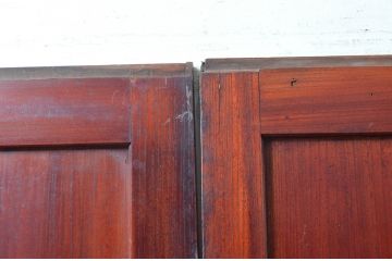アンティーク建具　総欅(ケヤキ)材　一枚板　漆塗り　和の情緒あふれる板戸4枚セット(引き戸、帯戸)(R-082003)