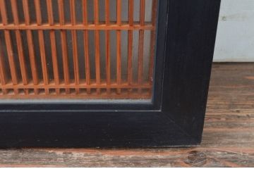 アンティーク建具　両面ガラス　上質な和を演出する組子入り筬欄間1枚(格子欄間、明かり取り、明り取り、オサランマ、おさらんま)(R-082007)