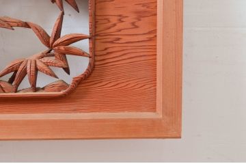 アンティーク建具　希少デザイン　竹に虎の図の両面彫刻欄間2枚セット(明かり取り、明り取り、ランマ)(R-082008)