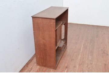 和製アンティーク　高級指物家具　槐(えんじゅ)材　網代(あじろ)引き戸と透かし彫りが素敵な茶棚(茶箪笥、飾り棚、陳列棚、収納棚、戸棚)(R-082012)