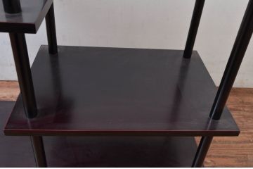 中古　美品　茶道具　本漆溜塗りの色合いが美しい違い棚(茶棚、収納棚、飾り棚、オープンラック)(定価約16万円)(R-082013)
