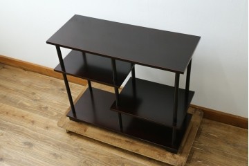 中古　美品　茶道具　本漆溜塗りの色合いが美しい違い棚　定価約16万円　(R-082013)