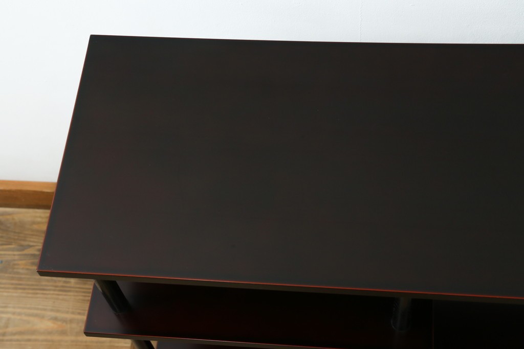 中古　美品　茶道具　本漆溜塗りの色合いが美しい違い棚　定価約16万円　(R-082013)