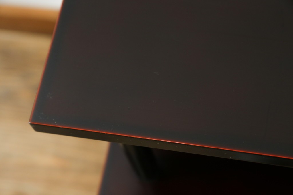 中古　美品　茶道具　本漆溜塗りの色合いが美しい違い棚　定価約16万円　(R-082013)