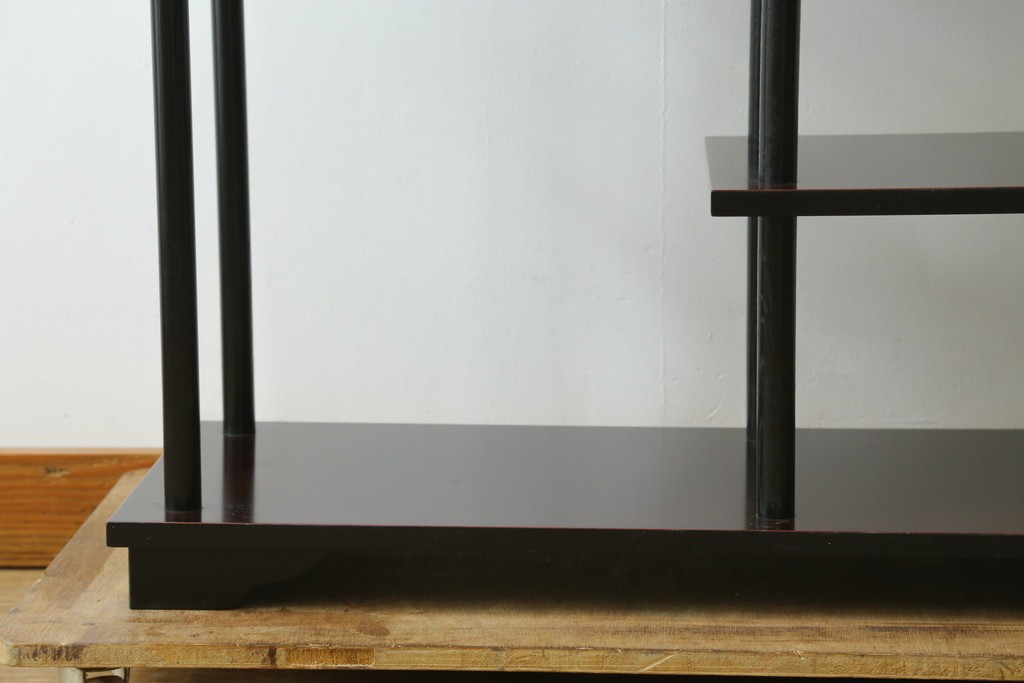 中古　美品　茶道具　本漆溜塗りの色合いが美しい違い棚　定価約16万円　(R-082013)