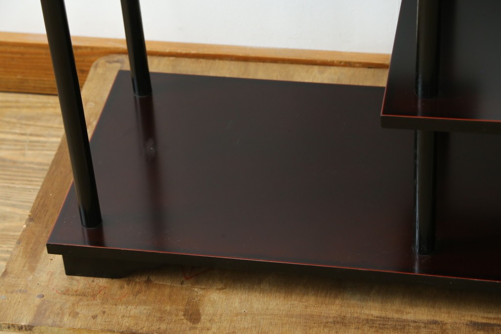中古　美品　茶道具　本漆溜塗りの色合いが美しい違い棚　定価約16万円　(R-082013)