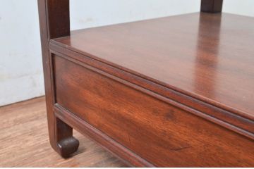 中古　ヘンレドン(HENREDON)　李朝　シノワズリ(chinoiserie)デザイン　オリエンタルなデザインが目を引くサイドテーブル(花台、電話台、飾り台、ナイトテーブル、コンソールテーブル、米国)(R-082016)