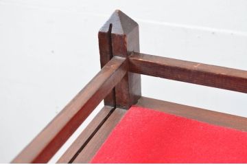 和製アンティーク　欄干と彫刻付き!!　かわいいデザインの縦型ガラスケース(Gケース、ショーケース、ディスプレイケース、コレクションケース、飾り棚、陳列棚、店舗什器)(R-082027)