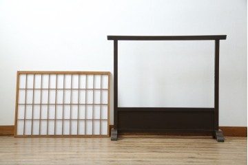 和製アンティーク　和の風情が漂う障子入り衝立て　(R-082030)