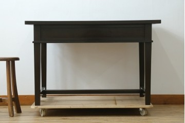 和製アンティーク　上手物!!　ツートンカラートップ　古い洋館の作りの良い、ツートンカラートップ洋風テーブル　(R-082031)
