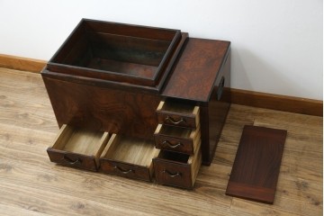 和製アンティーク　欅(ケヤキ)材　美しい杢目が魅力的な長火鉢　(R-082032)