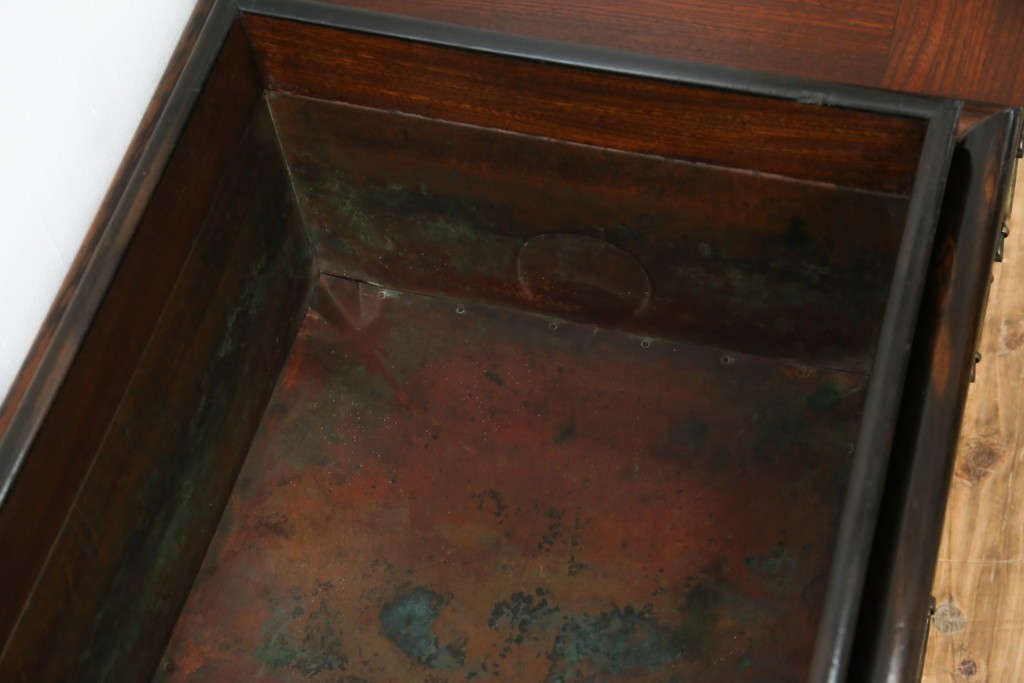 和製アンティーク　欅(ケヤキ)材　美しい杢目が魅力的な長火鉢　(R-082032)