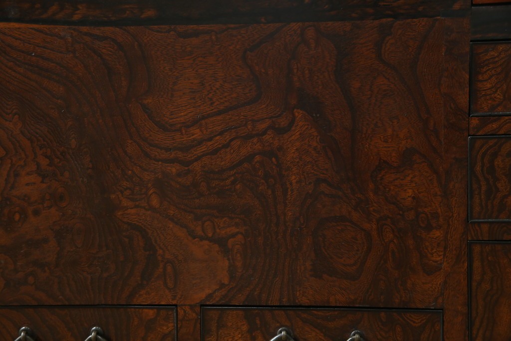 和製アンティーク　欅(ケヤキ)材　美しい杢目が魅力的な長火鉢　(R-082032)