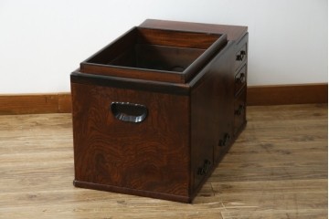 和製アンティーク　欅(ケヤキ)材　美しい杢目が魅力的な長火鉢　(R-082032)