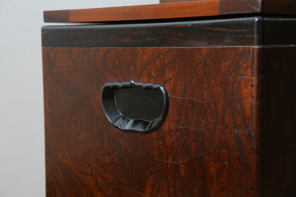 和製アンティーク　欅(ケヤキ)材　美しい杢目が魅力的な長火鉢　(R-082032)