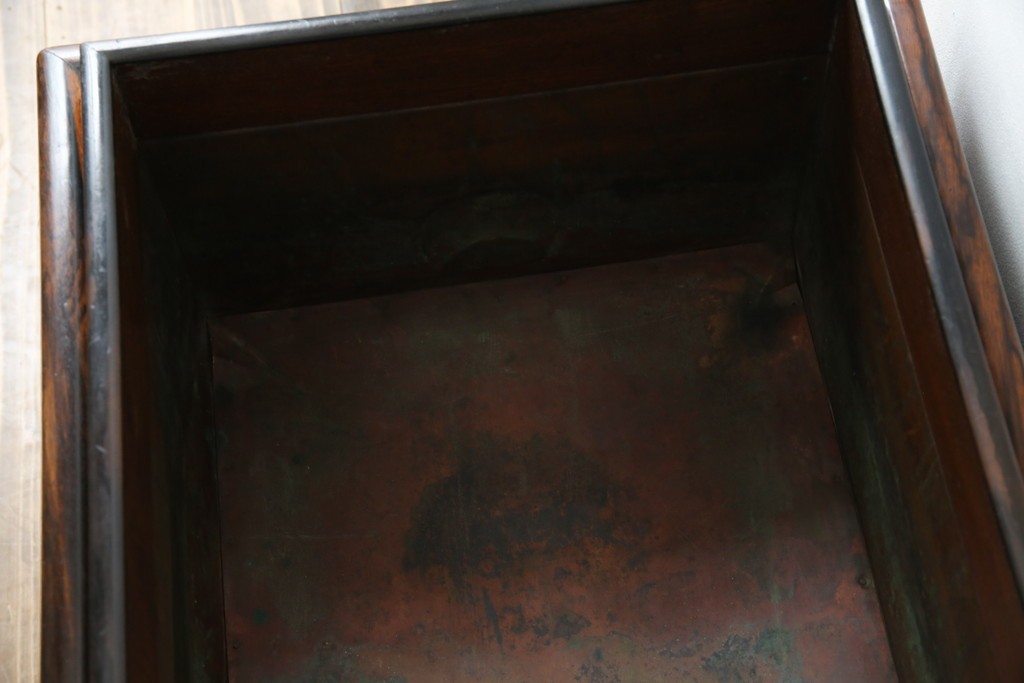 和製アンティーク　欅(ケヤキ)材　美しい杢目が魅力的な長火鉢　(R-082032)