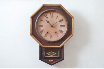 アンティーク時計　アメリカ　New Haven Clock Co(ニューヘブン クロック社)　お部屋を上品に彩る八角時計(オクタゴン、柱時計、掛け時計、古時計、振り子時計)(R-082038)