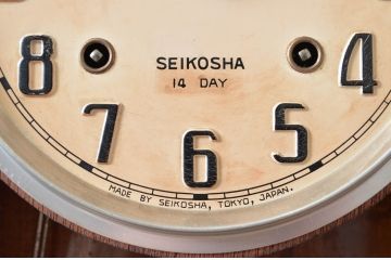 和製アンティーク　大正〜昭和初期　精工舎(SEIKOSHA、セイコー)　TRADE(S)MARK　八角　オクタゴン　レトロな佇まいが魅力の柱時計(掛け時計、古時計、振り子時計)(R-082041)