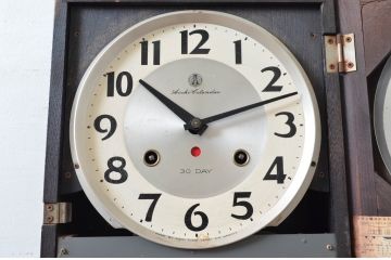 和製アンティーク　愛知時計電機(アイチ、AICHI)　AC TRADE MARK(トレードマーク)　30DAY　レトロな雰囲気漂う掛け時計(柱時計、古時計、振り子時計)(R-082042)