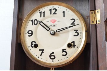 和製アンティーク　TRADE(S)MARK　RUBY(ルビー)　クラシカルな雰囲気が素敵な彫刻入り柱時計(掛け時計、古時計、振り子時計)(R-082043)