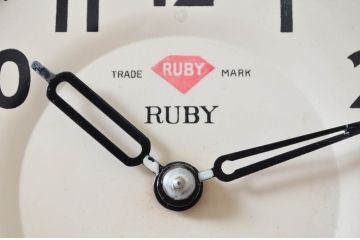 和製アンティーク　TRADE(S)MARK　RUBY(ルビー)　クラシカルな雰囲気が素敵な彫刻入り柱時計(掛け時計、古時計、振り子時計)(R-082043)