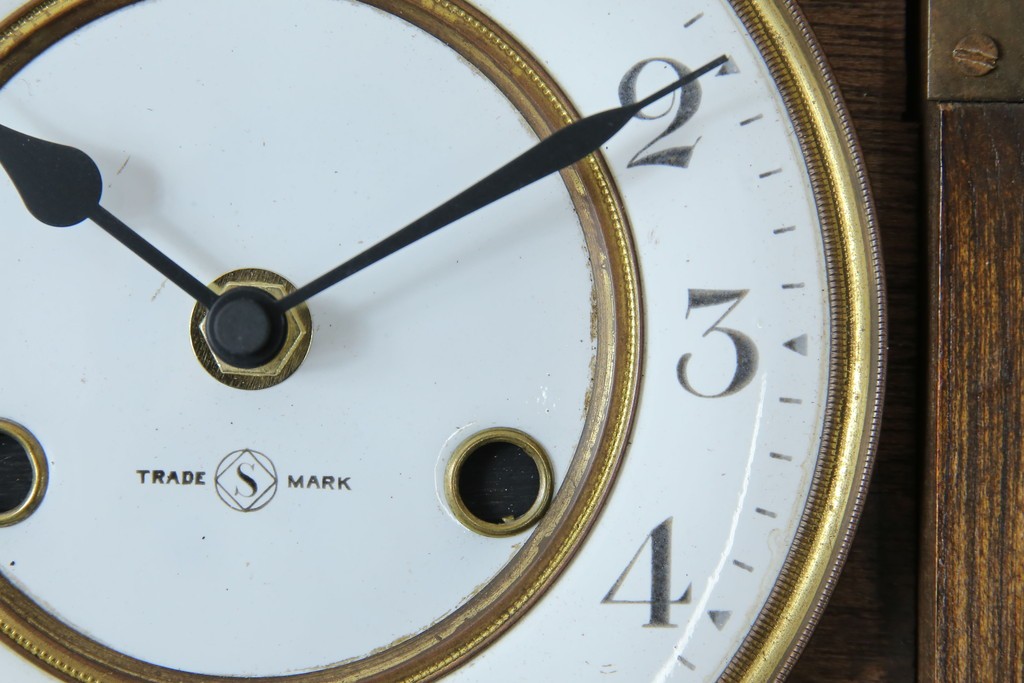 和製アンティーク TRADE(S)MARK クラシカルな雰囲気が素敵な筋ガラス入り柱時計　(R-082046)