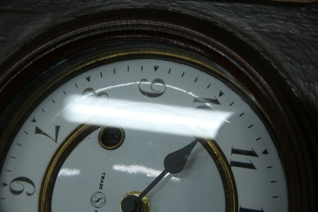 和製アンティーク TRADE(S)MARK クラシカルな雰囲気が素敵な筋ガラス入り柱時計　(R-082046)