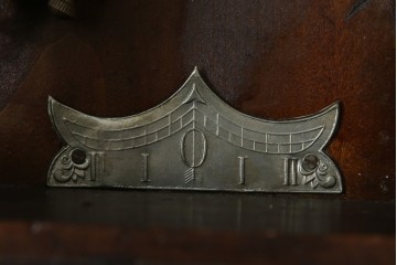 和製アンティーク TRADE(S)MARK クラシカルな雰囲気が素敵な筋ガラス入り柱時計　(R-082046)