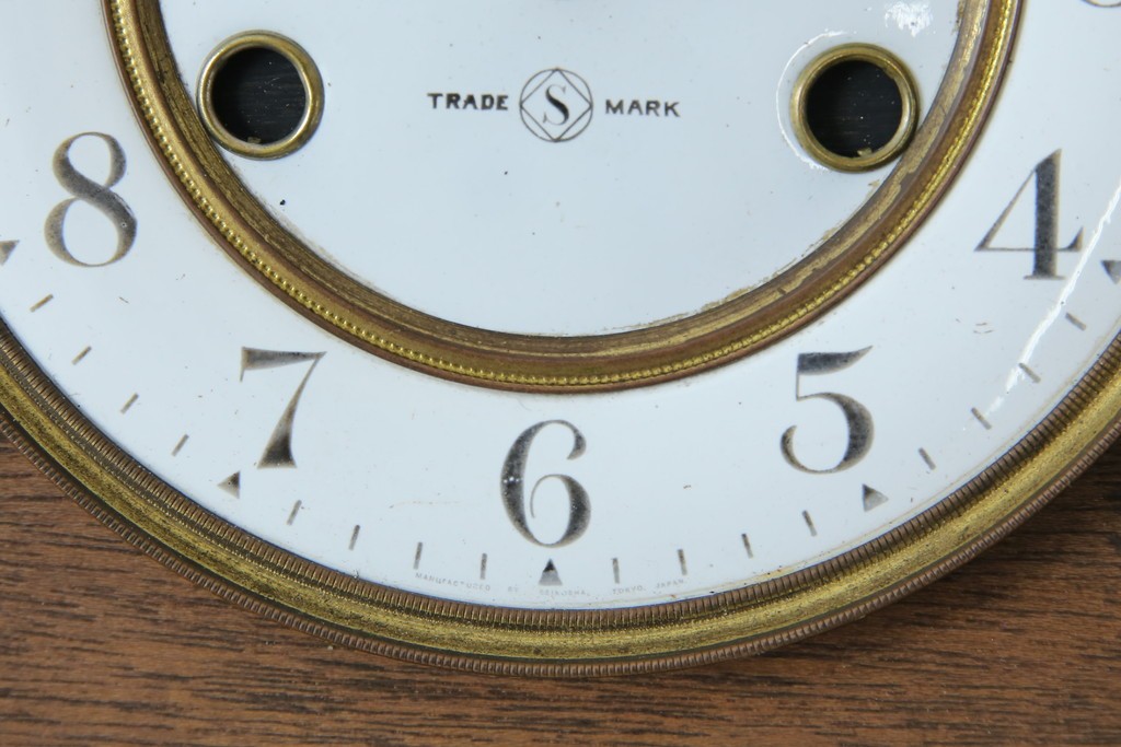 和製アンティーク TRADE(S)MARK クラシカルな雰囲気が素敵な筋ガラス入り柱時計　(R-082046)