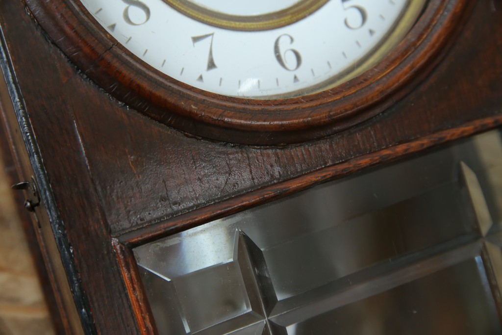 和製アンティーク TRADE(S)MARK クラシカルな雰囲気が素敵な筋ガラス入り柱時計　(R-082046)