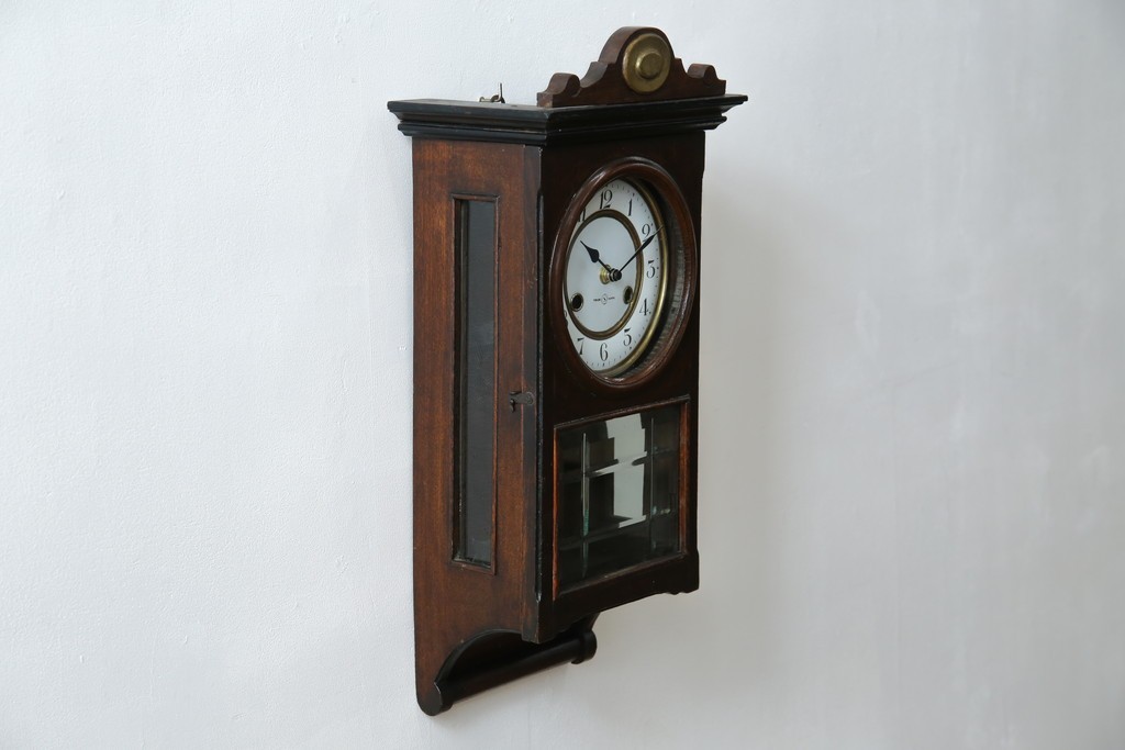 和製アンティーク TRADE(S)MARK クラシカルな雰囲気が素敵な筋ガラス入り柱時計　(R-082046)