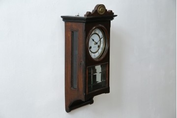 和製アンティーク TRADE(S)MARK クラシカルな雰囲気が素敵な筋ガラス入り柱時計　(R-082046)