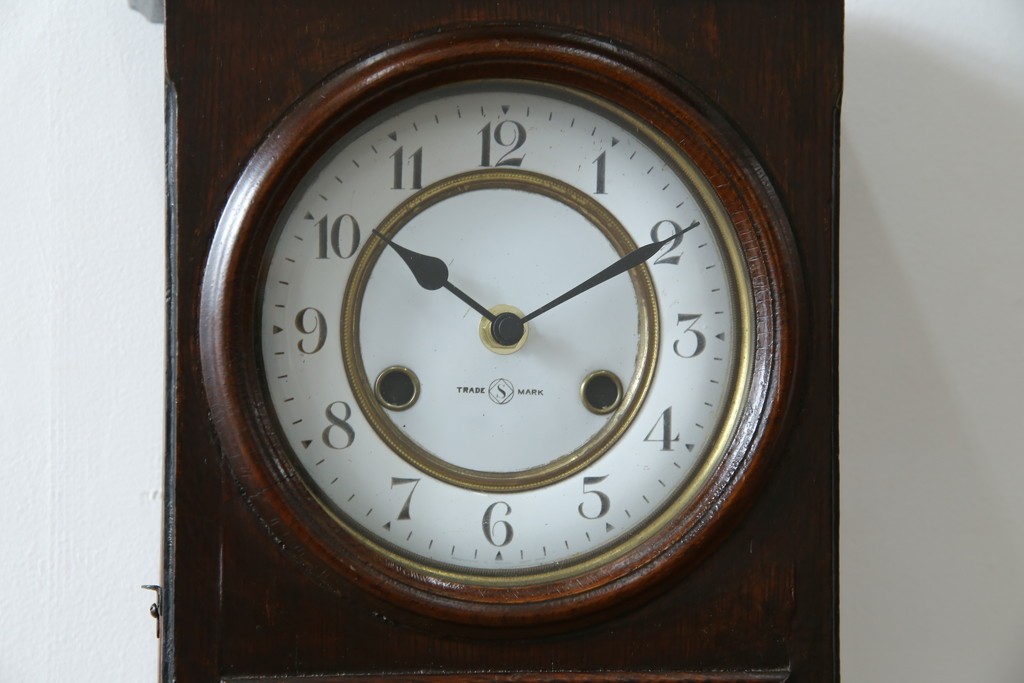 和製アンティーク TRADE(S)MARK クラシカルな雰囲気が素敵な筋ガラス入り柱時計　(R-082046)