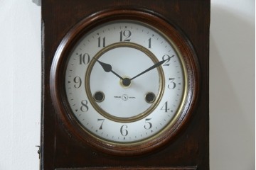 和製アンティーク TRADE(S)MARK クラシカルな雰囲気が素敵な筋ガラス入り柱時計　(R-082046)