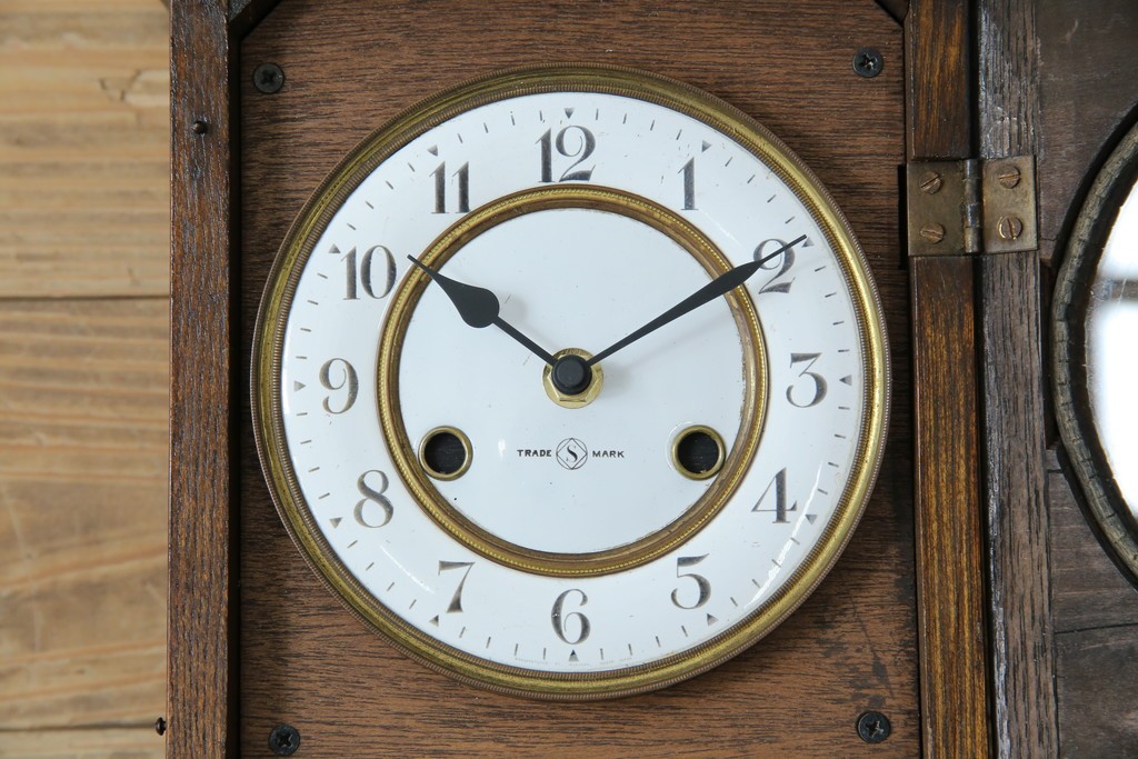 和製アンティーク TRADE(S)MARK クラシカルな雰囲気が素敵な筋ガラス入り柱時計　(R-082046)