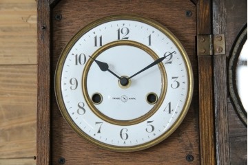 和製アンティーク TRADE(S)MARK クラシカルな雰囲気が素敵な筋ガラス入り柱時計　(R-082046)