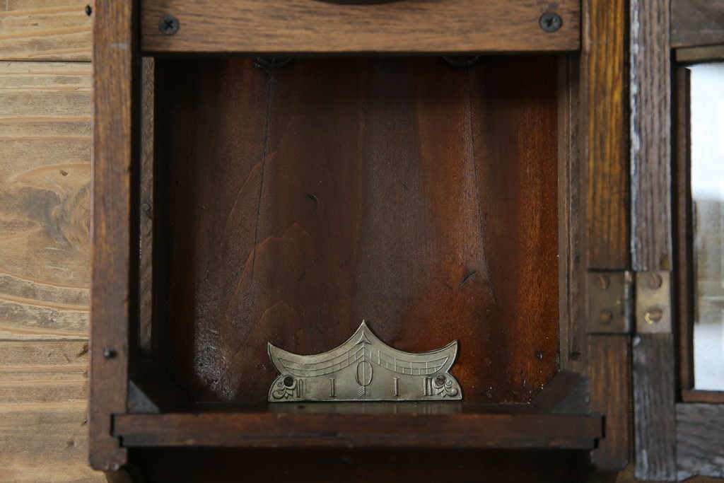 和製アンティーク TRADE(S)MARK クラシカルな雰囲気が素敵な筋ガラス入り柱時計　(R-082046)