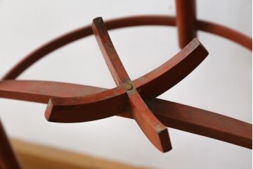 和製アンティーク　根来塗りが美しく和の雰囲気を醸し出す行灯(丸行灯、行燈、照明、スタンド)(R-082059)