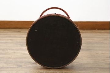 和製アンティーク　根来塗りが美しく和の雰囲気を醸し出す行灯(丸行灯、行燈、照明、スタンド)(R-082059)